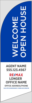 Picture of Blue Welcome Open House, Customizable - 8ft x 2ft Feather Flag - DEPRECATED