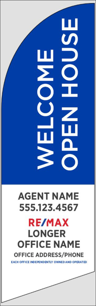 Picture of Blue Welcome Open House, Customizable - 8ft x 2ft Feather Flag - DEPRECATED