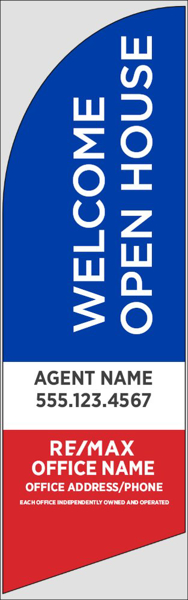 Picture of Blue Welcome Open House, Customizable - 8ft x 2ft Feather Flag - DEPRECATED