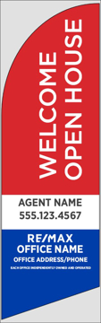 Picture of Red Welcome Open House, Customizable - 8ft x 2ft Feather Flag - DEPRECATED