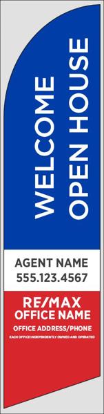 Picture of Blue Welcome Open House, Customizable - 12ft x 2.5ft Feather Flag - DEPRECATED