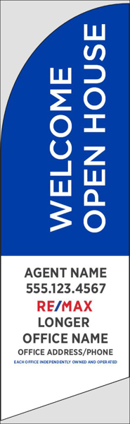 Picture of Blue Welcome Open House, Customizable - 10ft x 2.5ft Feather Flag - DEPRECATED