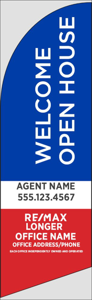Picture of Blue Welcome Open House, Customizable - 10ft x 2.5ft Feather Flag - DEPRECATED